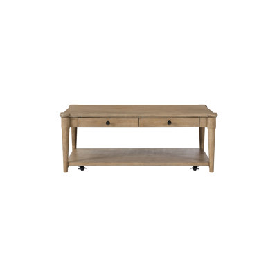 Table de cocktail à deux tons de couleur sable, transitionnel décontracté, bois massif +, 48 po X P 27,56 po x H 18,57 po