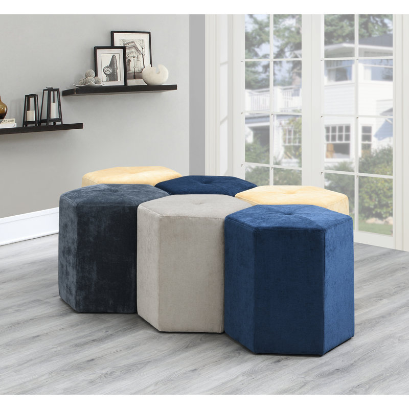 Mcmillon Upholstered Ottoman, Geo Platinum