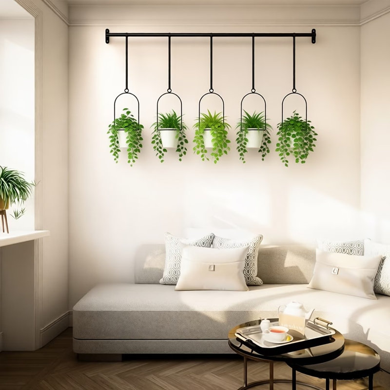 Un support de rangement de cuisine réglable et extensible avec 5 pots de fleurs; Doté d'une structure en métal, convient à une utilisation intérieure et extérieure; Idéal pour les rebords de fenêtre ou les balcons, parfait pour faire pousser des herbes.