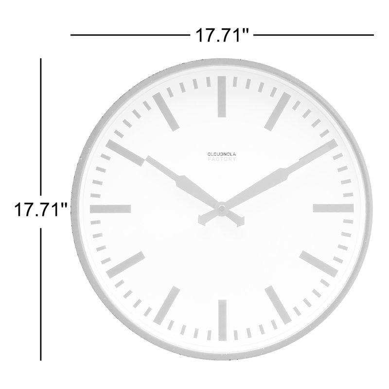 12'' Black and White Metal Wall Clock with Silent Quartz Movement