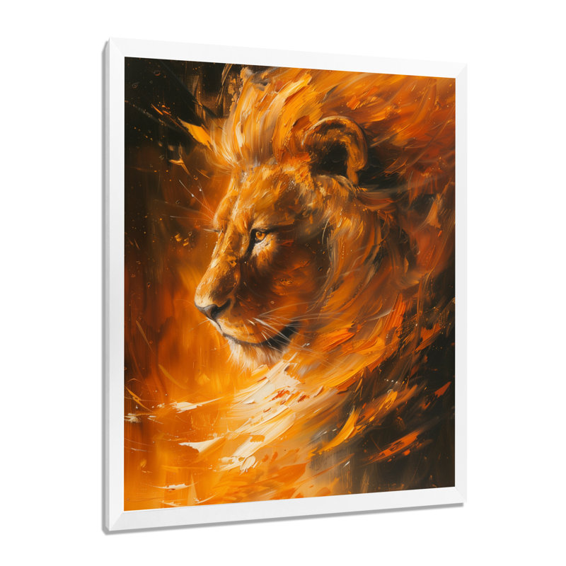 Jaune, noir, astrologie, cosmique, Courage, Leo - Astronomie, impression d'art mural Leo, Cadre simple blanc