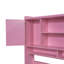 Lit simple en bois avec bureau productif, chaise harmonieuse et bibliothèque intégrée, bibliothèque glamour rose-500052300