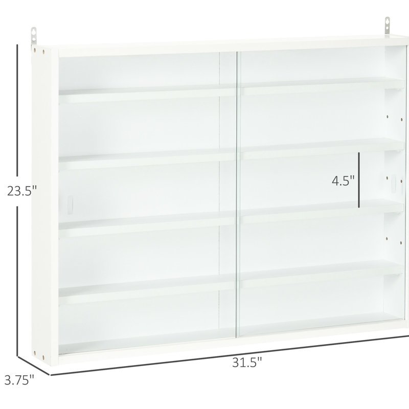 White Display Case With 2 Doors And Adjustable Shelves - Ideal For Presenting Miniature Figures Commemorative Medals Cabinet Shelves, Great Exhibiting