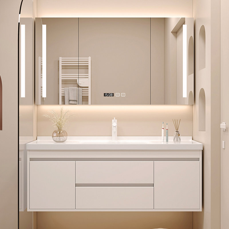 Cream style simple bathroom cabinet.