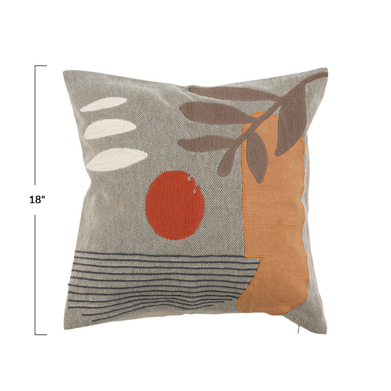 Multicolor Embroidered Cotton Euro Pillow Cover
