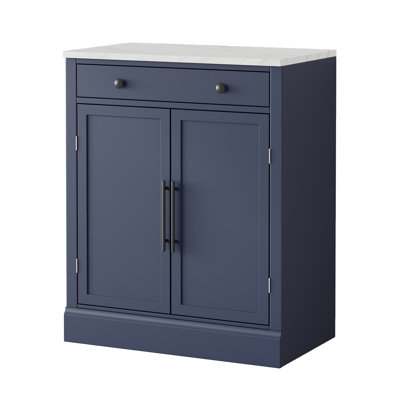 Garde-manger autoportant moderne, rangement pour nourriture buffet, armoire à café avec tiroir, 2 tablettes réglables et 2 tablettes de porte pour la salle à manger, cuisine, bleu