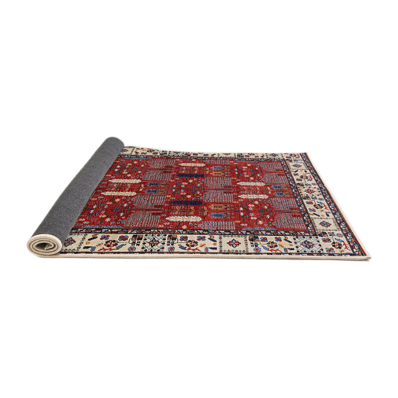 Tapis oriental rouge / ivoire / gris, Rond 3 pi