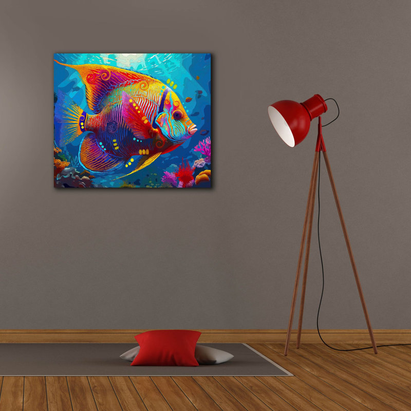  «Vibrant Angelfish» par Dean Russo, art mural sur toile, 30 po x 26 po, H 26 po x l 30 po