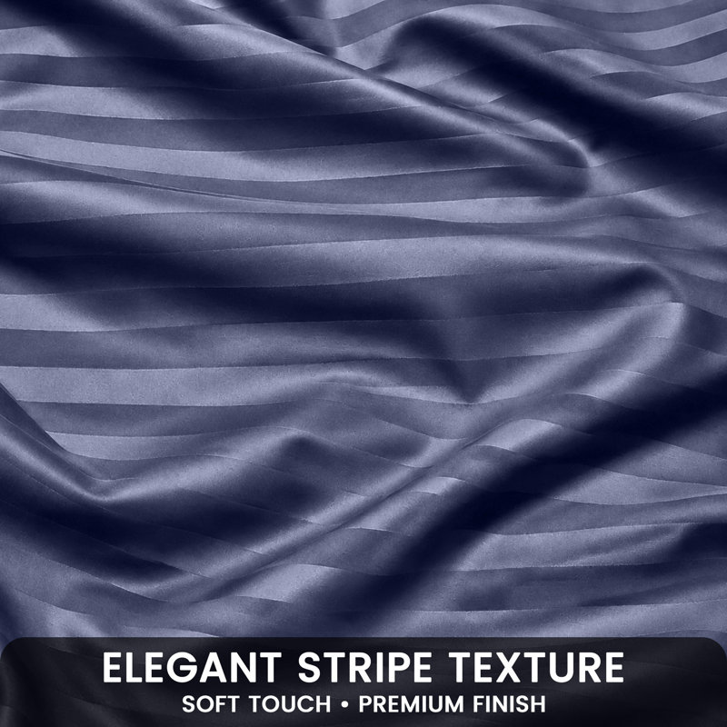 Imperial Homeware London Microfiber Striped Duvet Cover Set with Pillowcases Included, Super King Duvet Cover + 2 Pillowcases
