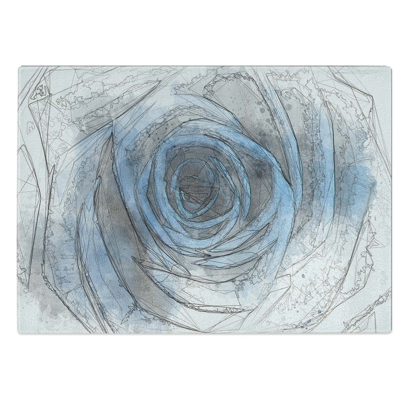Tempered Glass Pretty Rose Chopping Board, 28.5 cm W x 20 cm L