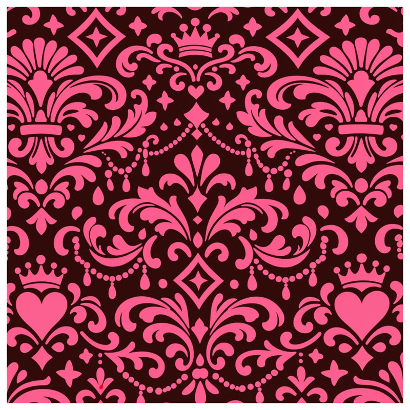 Pink Damask Pattern Comforter, Twin