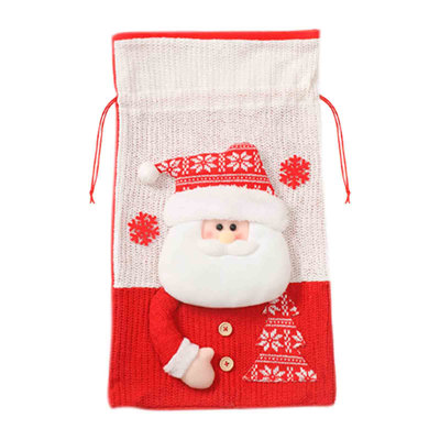 Christmas Decoration Large Knitted Bag Christmas Eve Drawstring Gift Bag