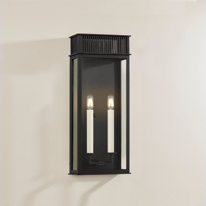 Textured Black Iron Sconce with Clear Glass Shade