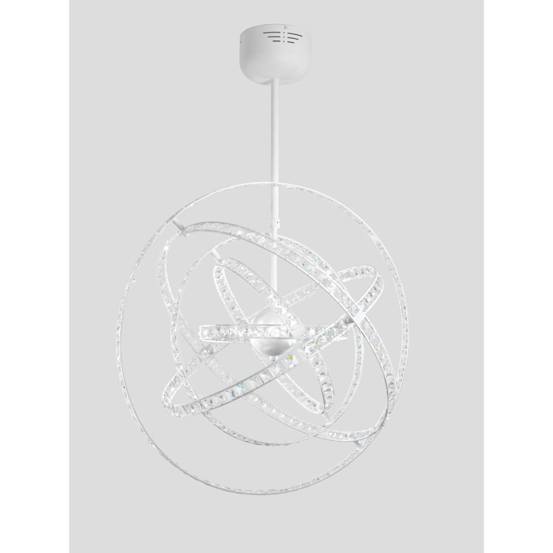Pendant light 15-flame, Crystal and white