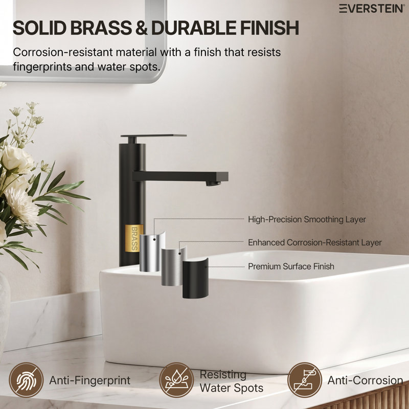 Single Hole Vessel Bathroom Faucet, Single Handle Vessel Bathroom Sink Faucet with Drain Assembly, Matte Black
