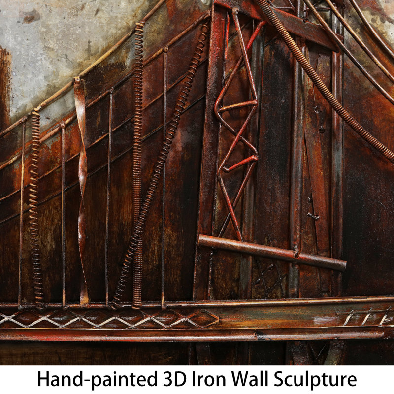 Handmade Industrial Brooklyn Bridge Metal Wall Art