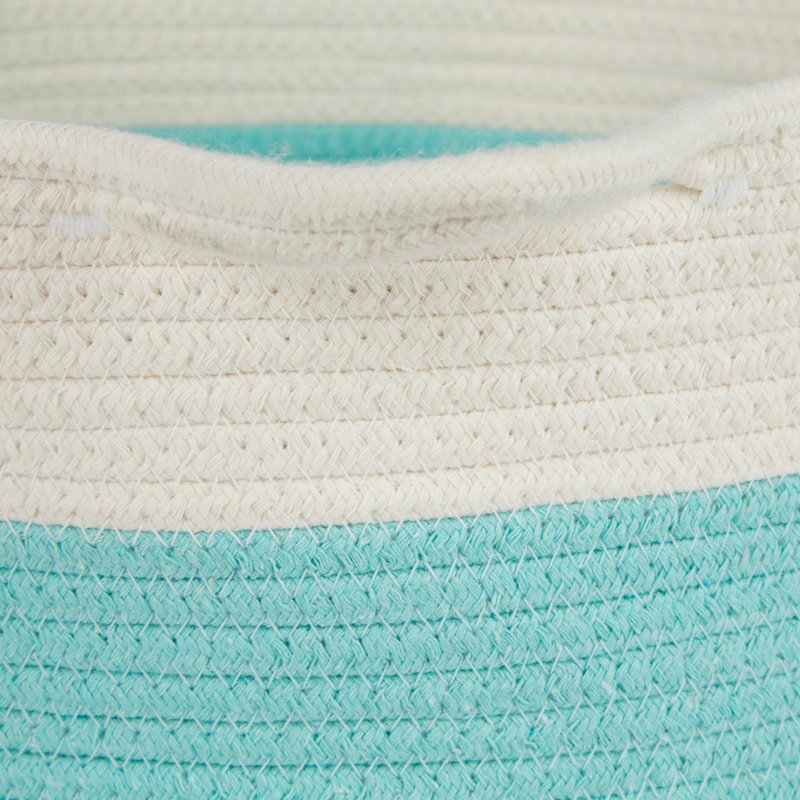 Highland Dunes Cotton Decorative Basket, White/Green