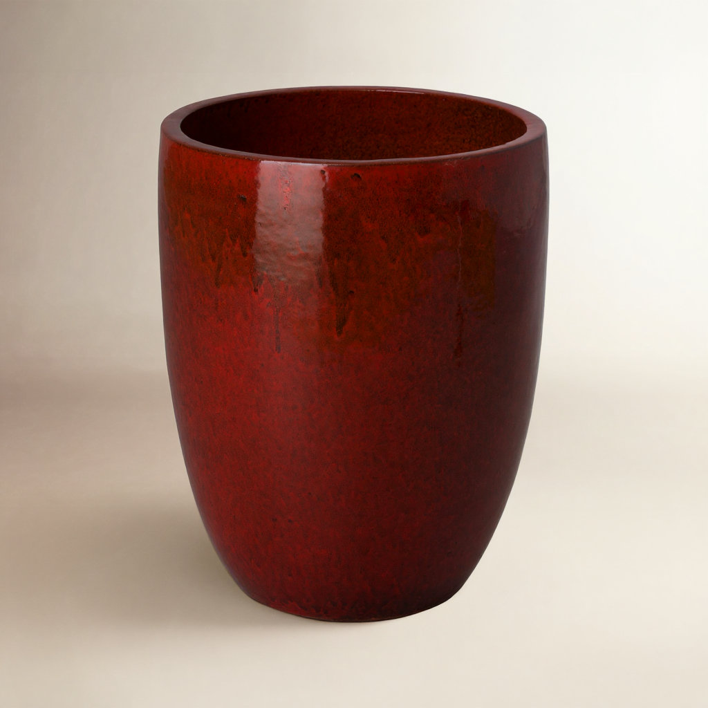 Silsbee 23" Ceramic Pot Planter, Red, 24" H x 19" W x 19" D