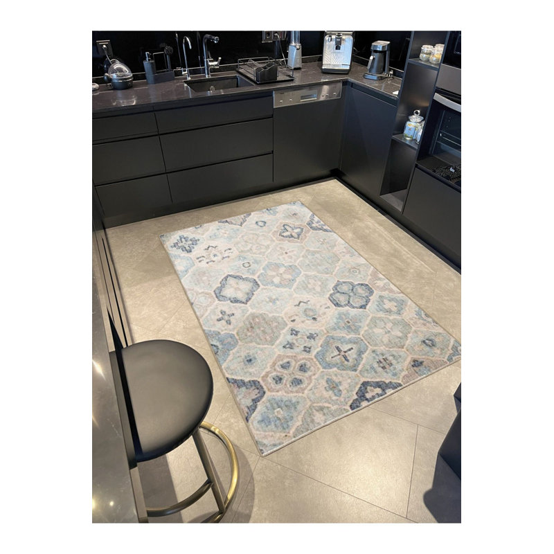 Multi Color Mixed Flower Geometric Pattern Creative Modern Decorative Machine Washable Area Rug, Rectangle 4'7" x 6'7"