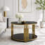 Table basse moderne en miroir noir avec cadre métallique asymétrique-1431795213