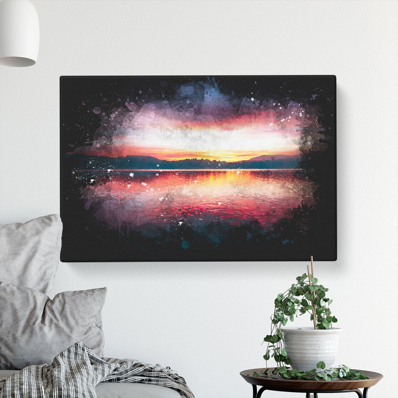 Sunset over Lake Windermere - Wrapped Canvas, 50cm H x 76cm W x 3cm D