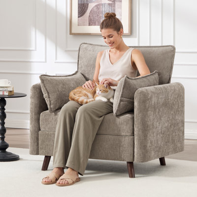 Fauteuil d'appoint rembourré surdimensionné avec rangement dissimulé
