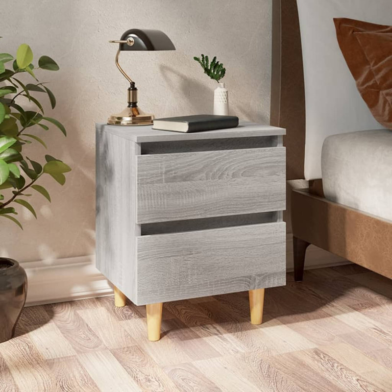 Phoenicia 2 Drawer Bedside Table, Grey Sonoma