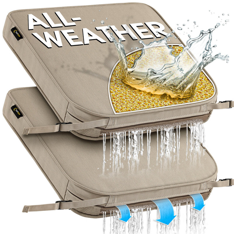 SUNROX All-Weather Outdoor Chair Cushion, 17" H x 16" W, Husk Birch
