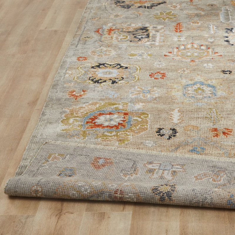 Amaris Sand Multi Hand-Knotted Wool Area Rug, Rectangle 9' x 12'