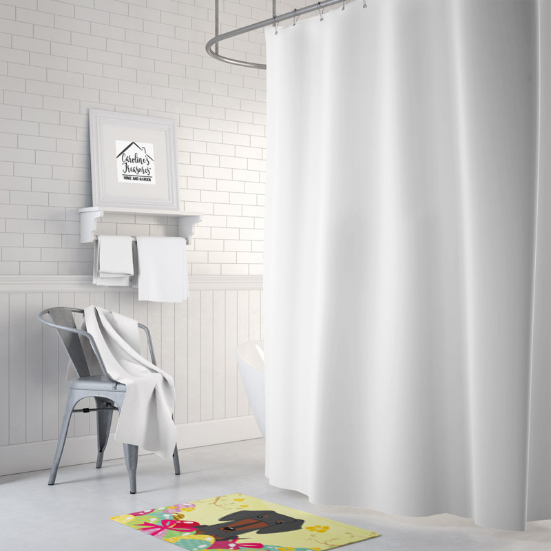 Tapis pour salle de bain en mousse à mémoire rouge brun pâques œufs teckel, Noir / brun clair