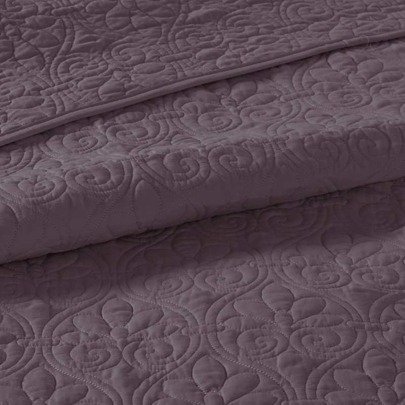Quebec Reversible Quilt Set, Purple, Full/Queen Coverlet + 2 Standard Shams