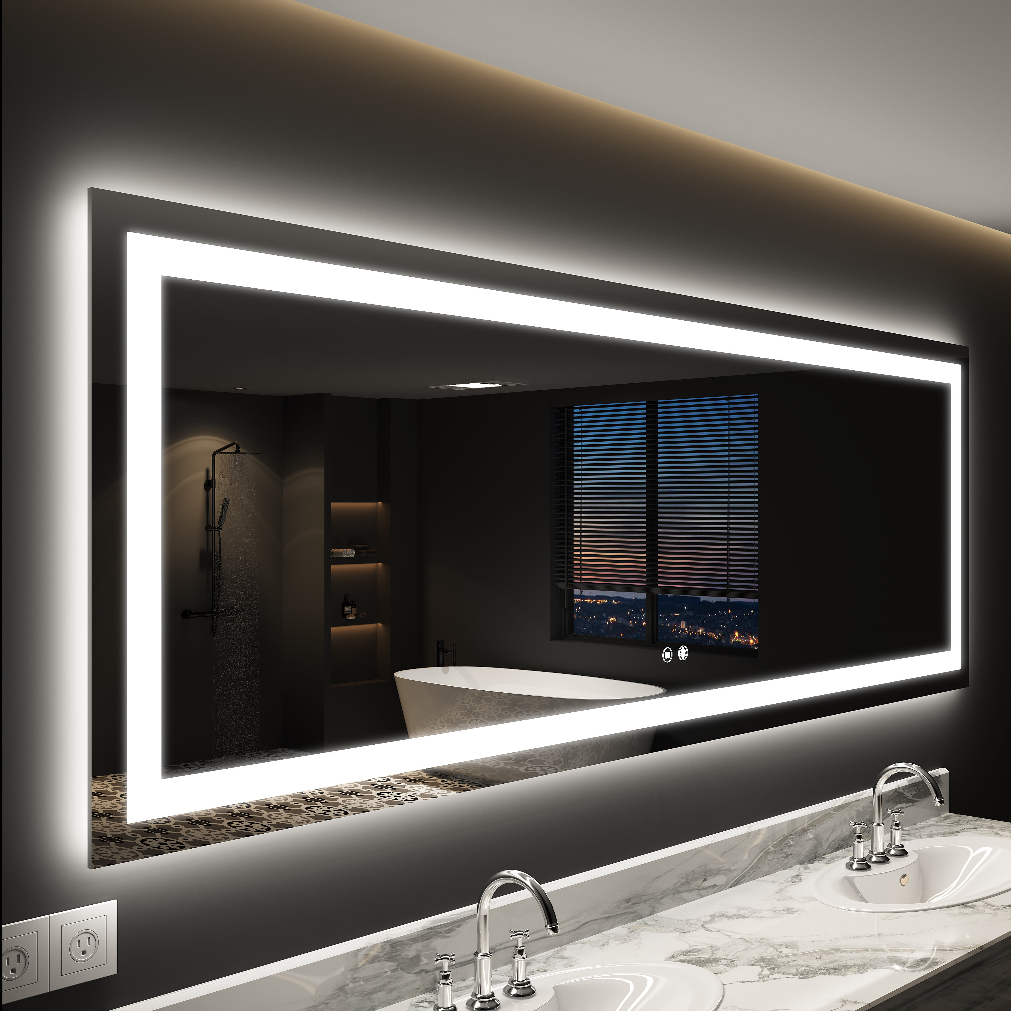 Danyalle Bathroom/Vanity, LED Wall, Dimmable Mirror, Shatterproof (Front &  Back)