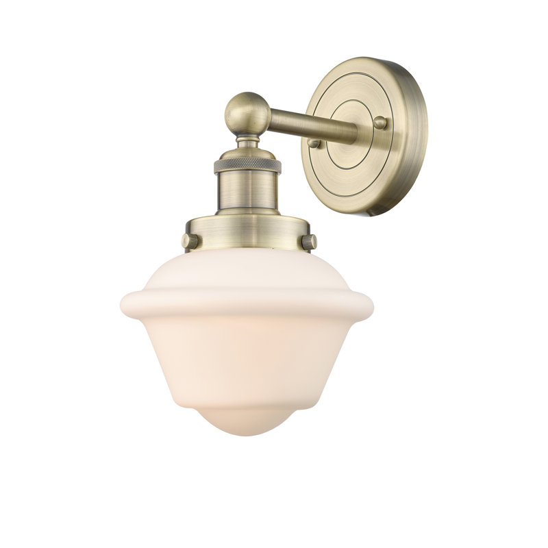 Wimer Armed Sconce, Matte White, Antique Brass