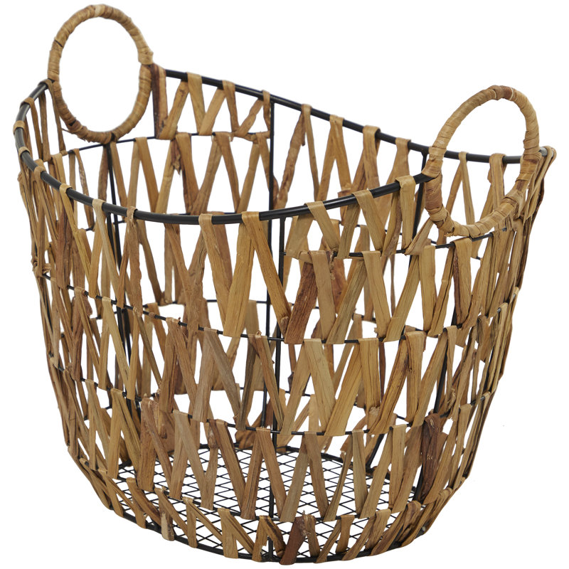 Panier de rangement décoratif et fonctionnel en métal brun avec poignées
