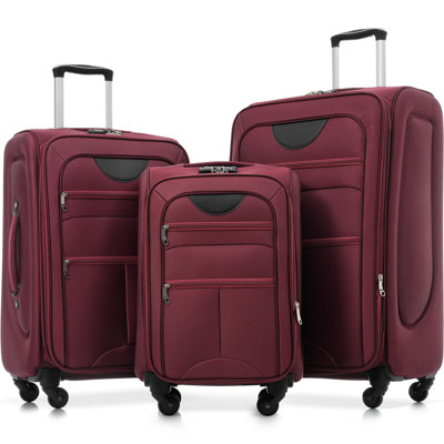 Softside Luggage Expandable 3 Piece Set Suitcase Upright Spinner Softshell Lightweight Luggage Travel Set-22/26/30 inches