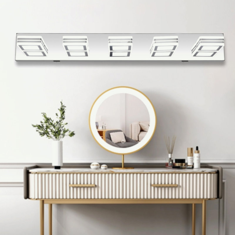 Luminaire miroir de maquillage à DEL 5 lumières en chrome chromé