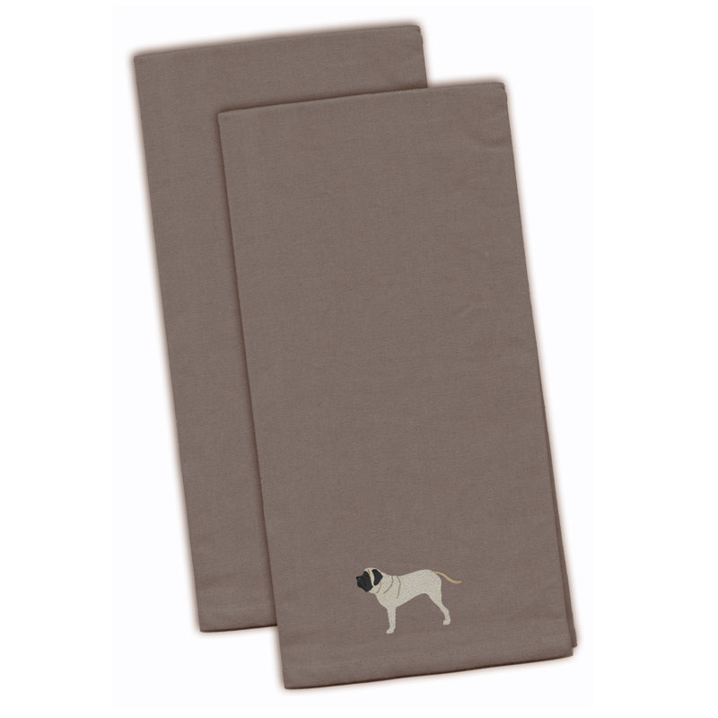 Serviette de cuisine à broderie à broderie anglaise tririgide, Gris, H 28 po x l 19 po x P 0,1 po