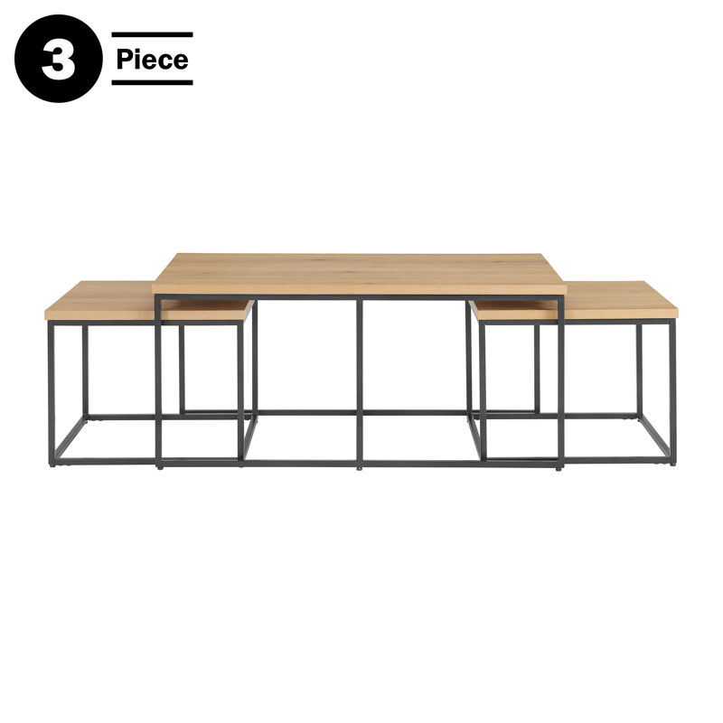 Alaterre Furniture Coffee Table Set - 3PC Industrial Nesting Tables with Large Table and Side Tables