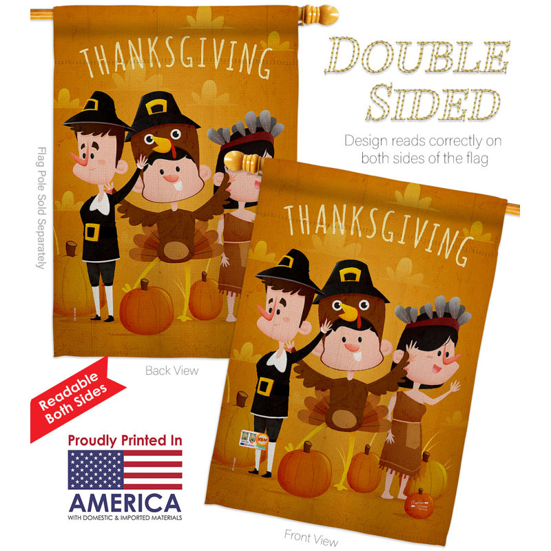 Drapeau de maison en polyester 40 x 28 po Pilgrims Thanksgiving