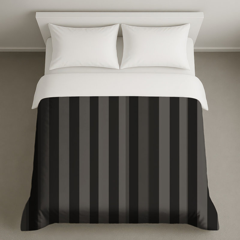 Housse de couette moderne à rayures noires, Grand lit