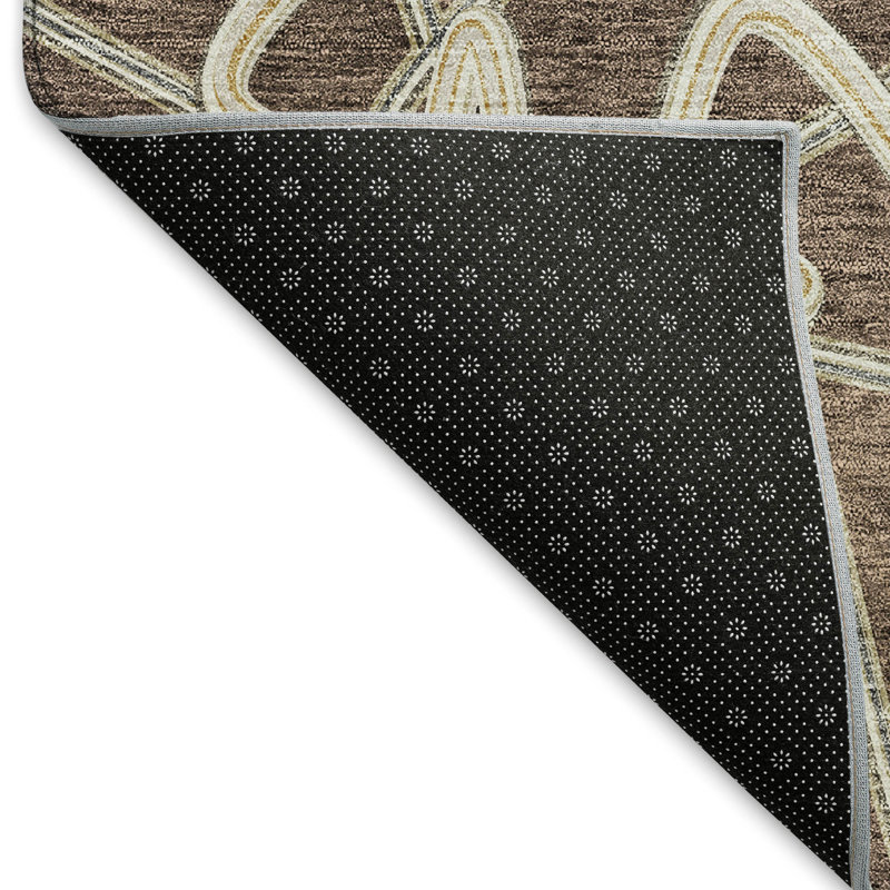 Tapis brun Prisco lavable à la machine de qualité supérieure, Rond 8 pi