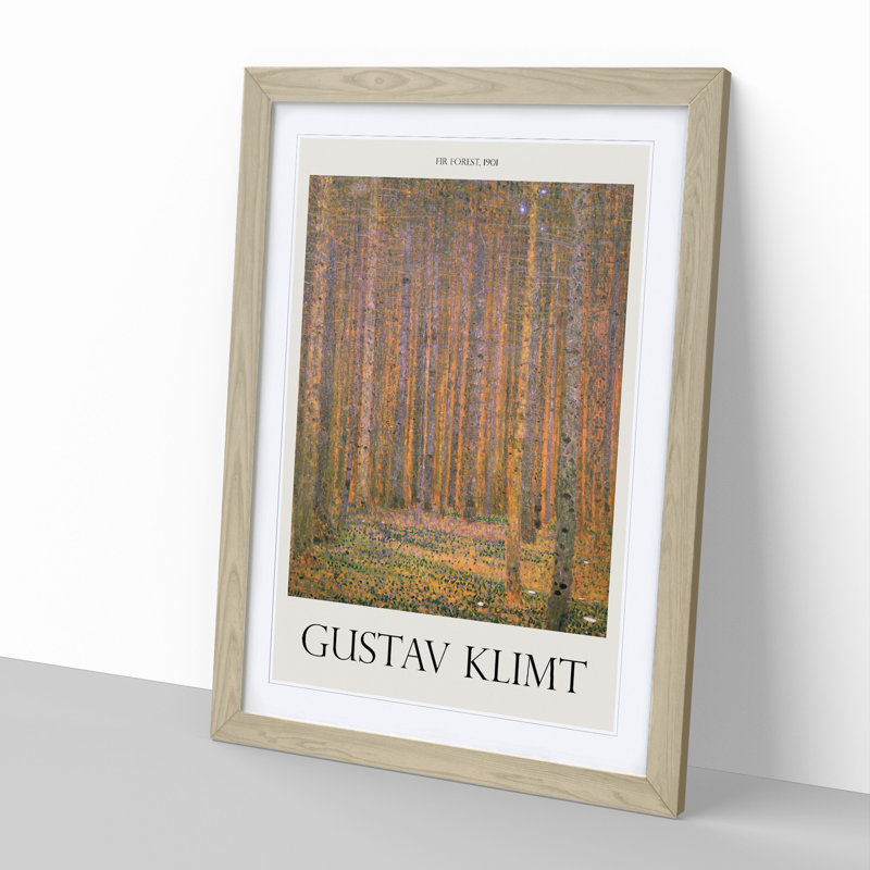 Fir Tree Forest by Gustav Klimt - Single Picture Frame Print, Oak Framed, 65cm H x 48cm W x 2cm D