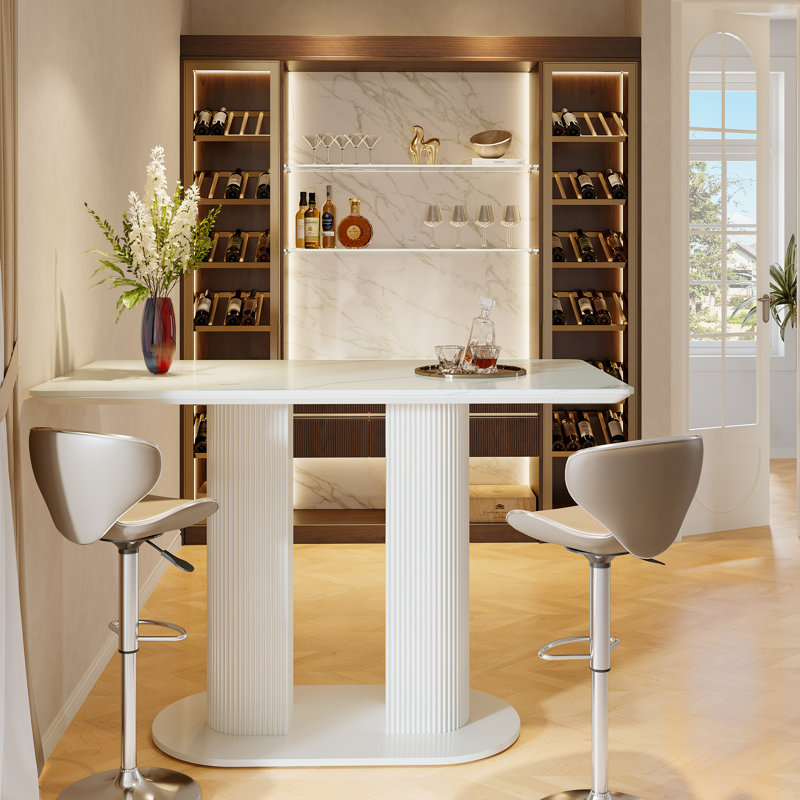 Table de bar en faux marbre, table de comptoir de 47 po