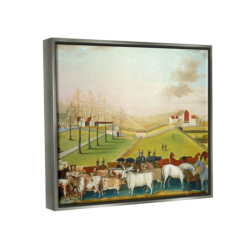 «The Cornell Farm Classic Farm» par Edward Hicks - peinture sur toile tendue, H 17 po x l 21 po x P 1,5 po