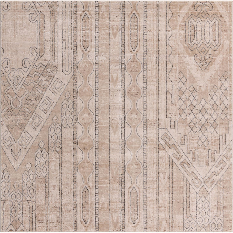 Tapis brun clair Jacklynn, Carré 6 pi 1 po