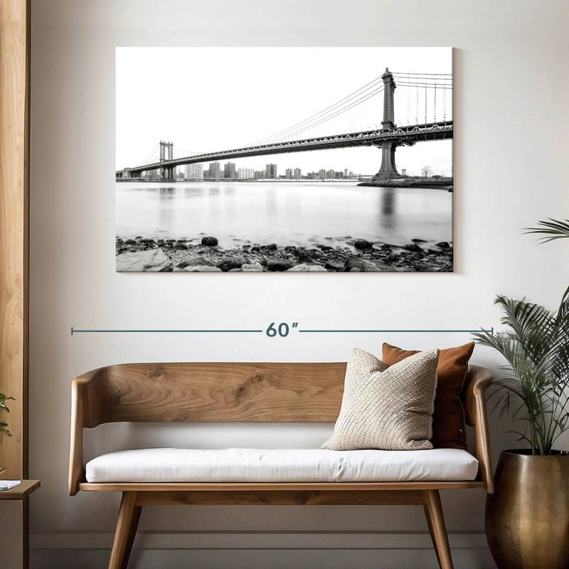Lilie Monochrome Manhattan Bridge, 32" H x 48" W