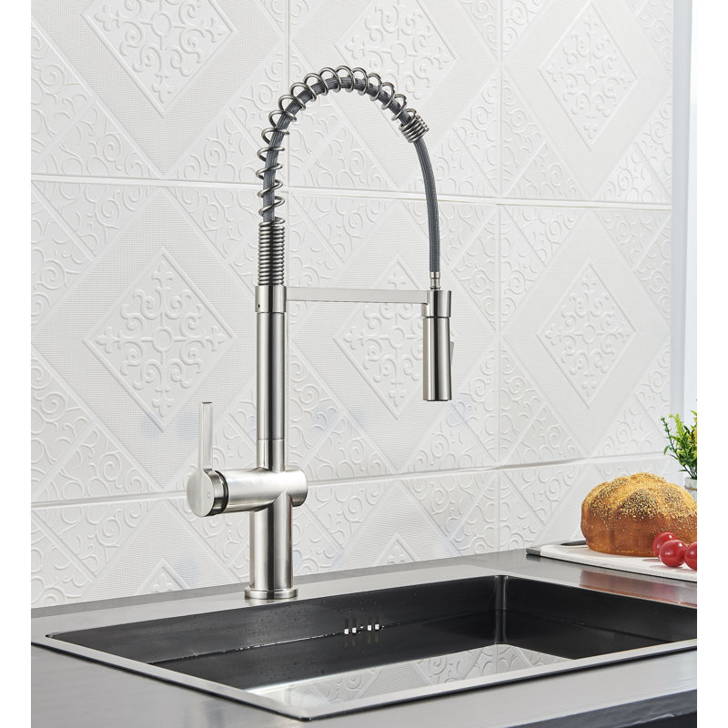 Belfry Kitchen Alasdair Pull Out Kitchen Faucet with and with Soap Dispenser