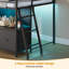 Lit mezzanine simple bas avec lumières RVB, 7 tiroirs, bibliothèque, échelle inclinée et espace de jeu sous le lit-609866142