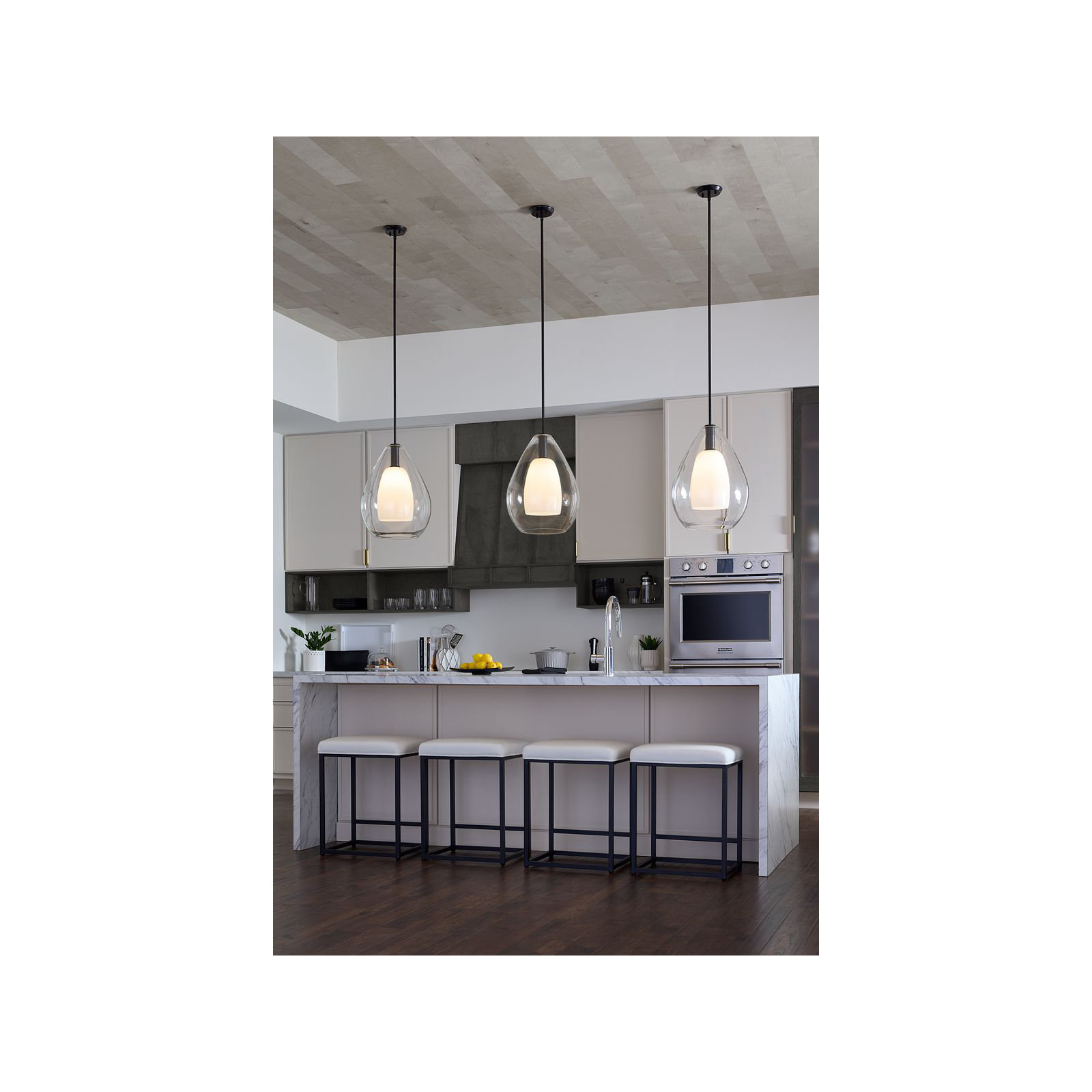 Eldine Single Light Glass Dimmable Pendant, 20.75" H x 15" W x 15" D, Matte Black