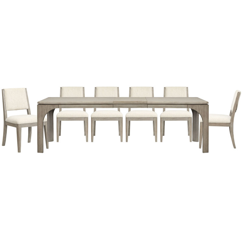 Extendable Rectangular Dining Table With 6 Side Chairs, 7 Pcs: Table, 6 Chairs